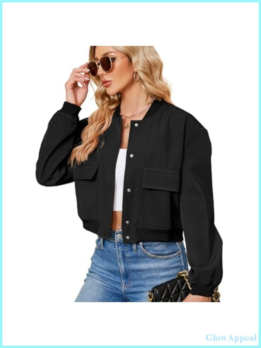 Cropped Bomber Jacket Women Short Trendy Casual Varsity Style
